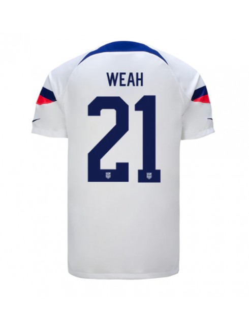 Moški Nogometna dresi replika Združene države Timothy Weah #21 Domači SP 2022 Kratek rokav